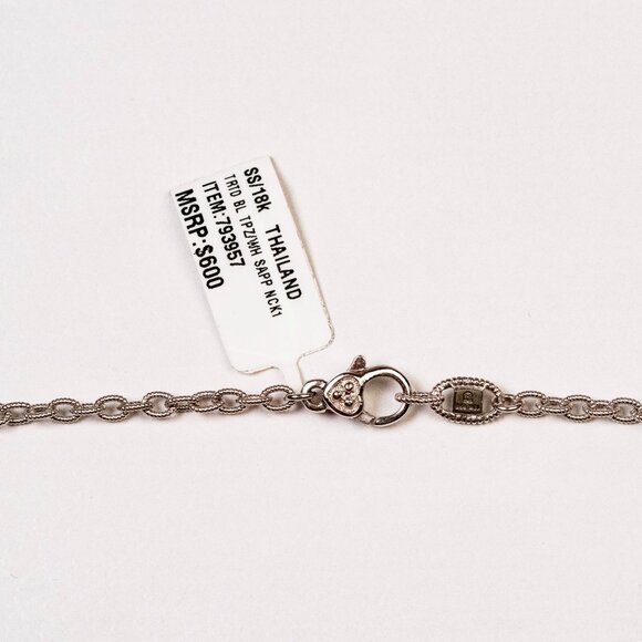 Judith Ripka Sterling Silver/18K Gold with Blue Topaz/Sapphire Pendant and Chain - Picture 8 of 9